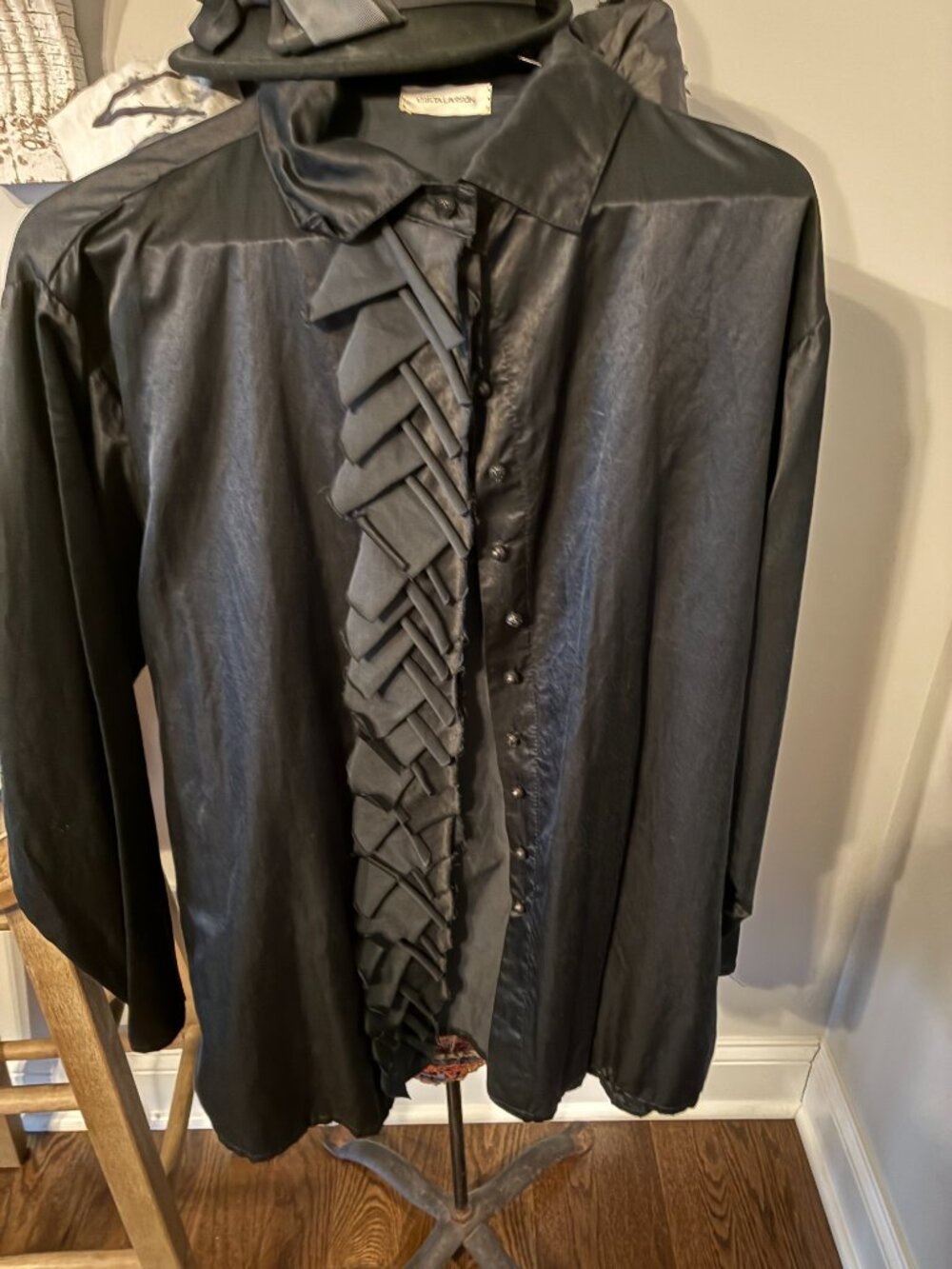 Krista Larson Black Cotton Silk Weekender Shirt - Picture 4 of 6